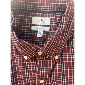 Croft Barrow Men's Shirt 3XLT Long Tall Blue Maroon Cotton‎ Long Sleeve
